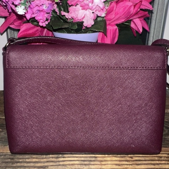 KATE SPADE Saffiano Leather Maroon Cedar Street Crossbody Bag Polkadot NWOT - Picture 4 of 12